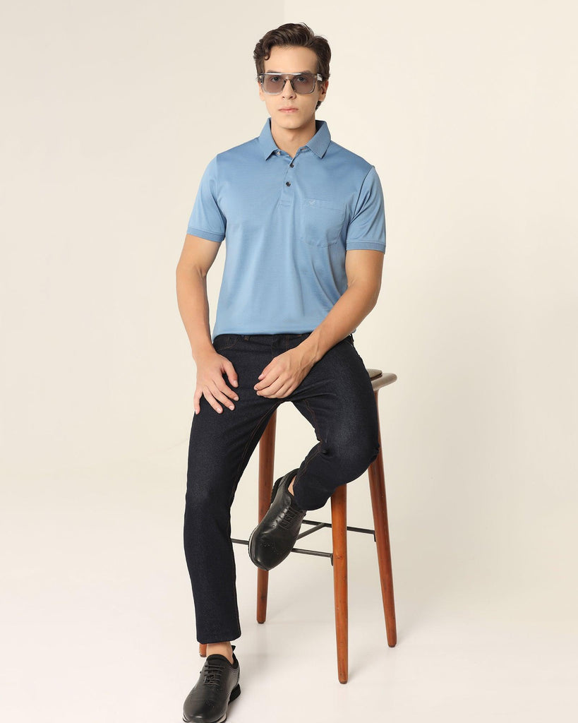 Polo Blue Solid T-Shirt - Tango