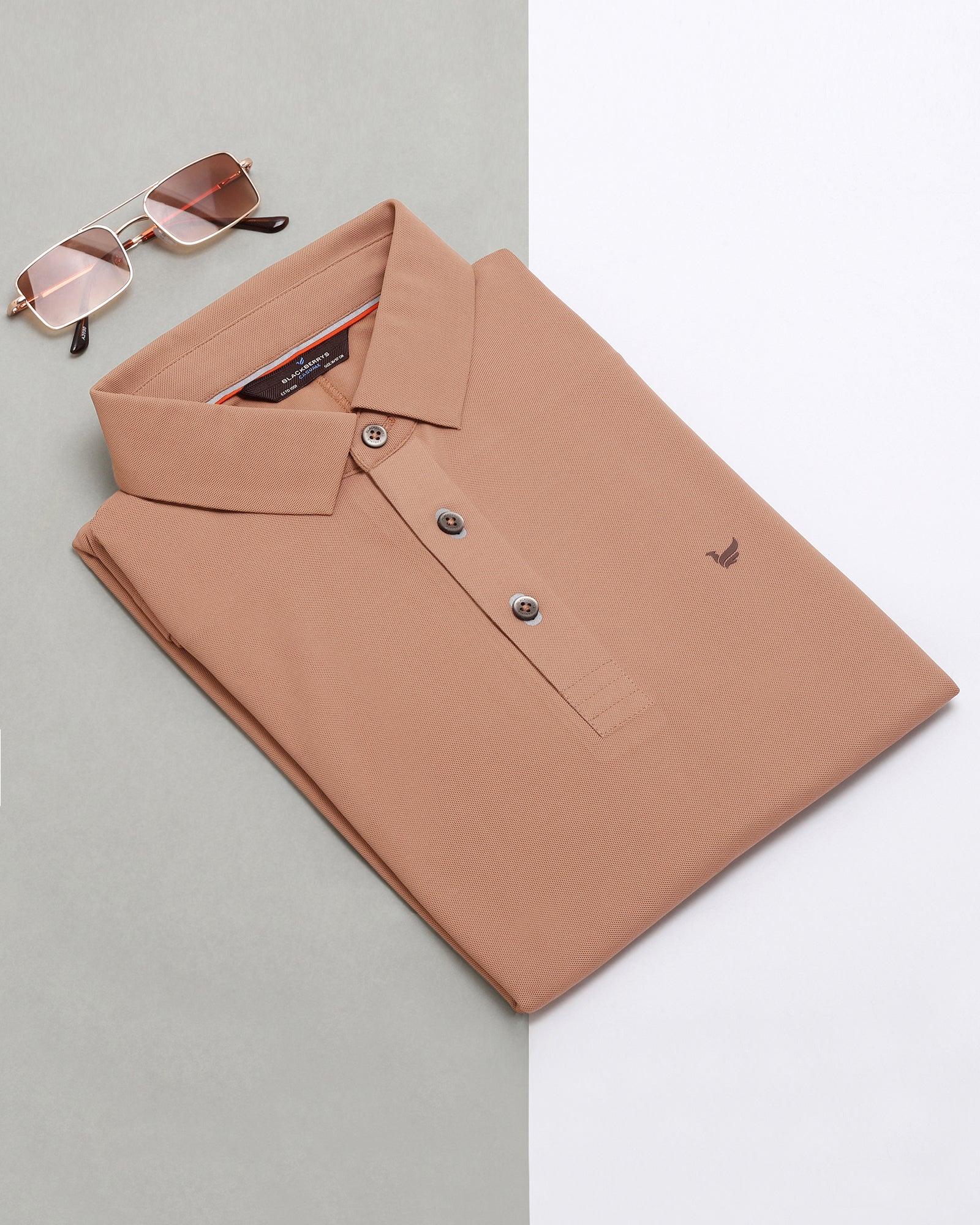 TechPro Polo T Shirt In Brown (Alec) - Blackberrys