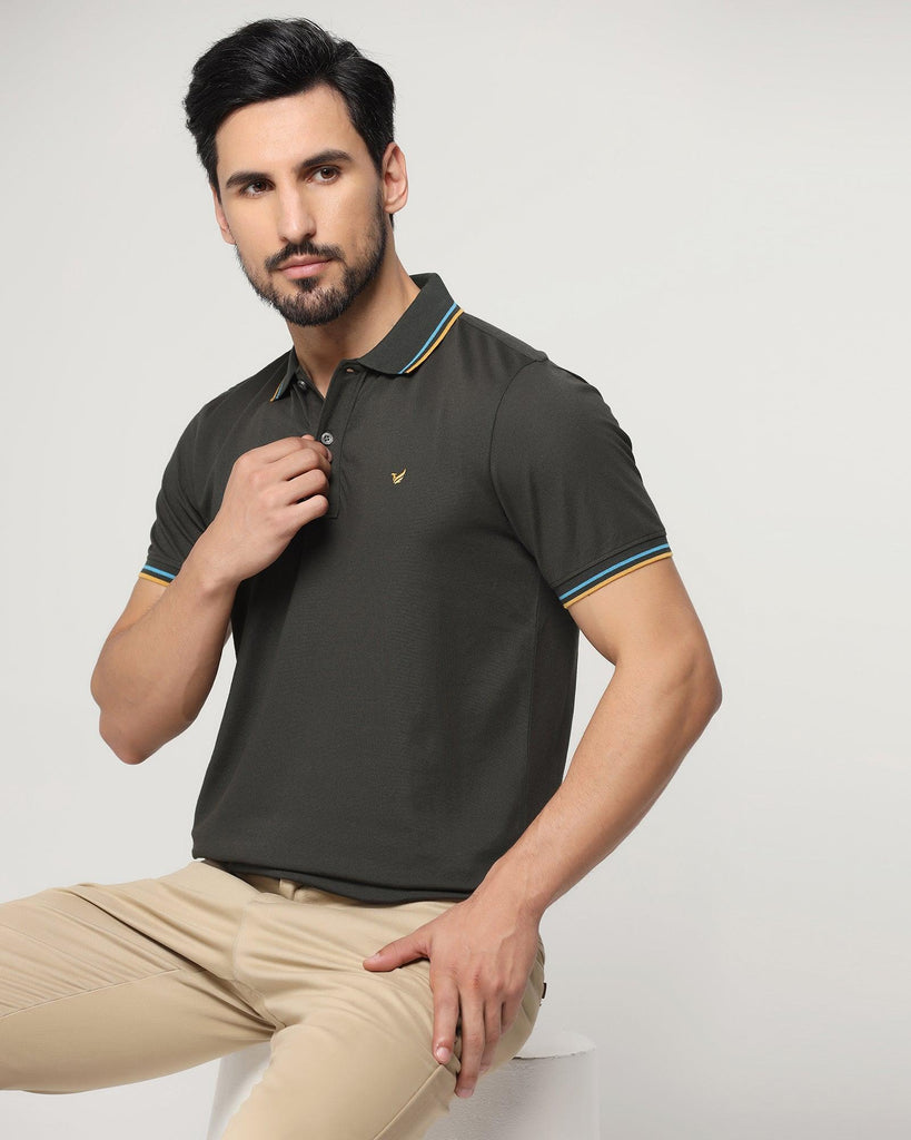 Polo Green Solid T-Shirt - Aquarius