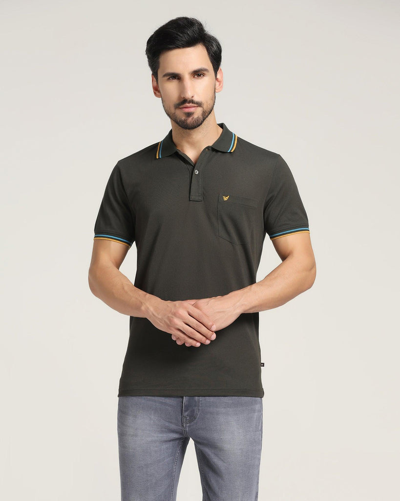 Polo Green Solid T-Shirt - Aquarius