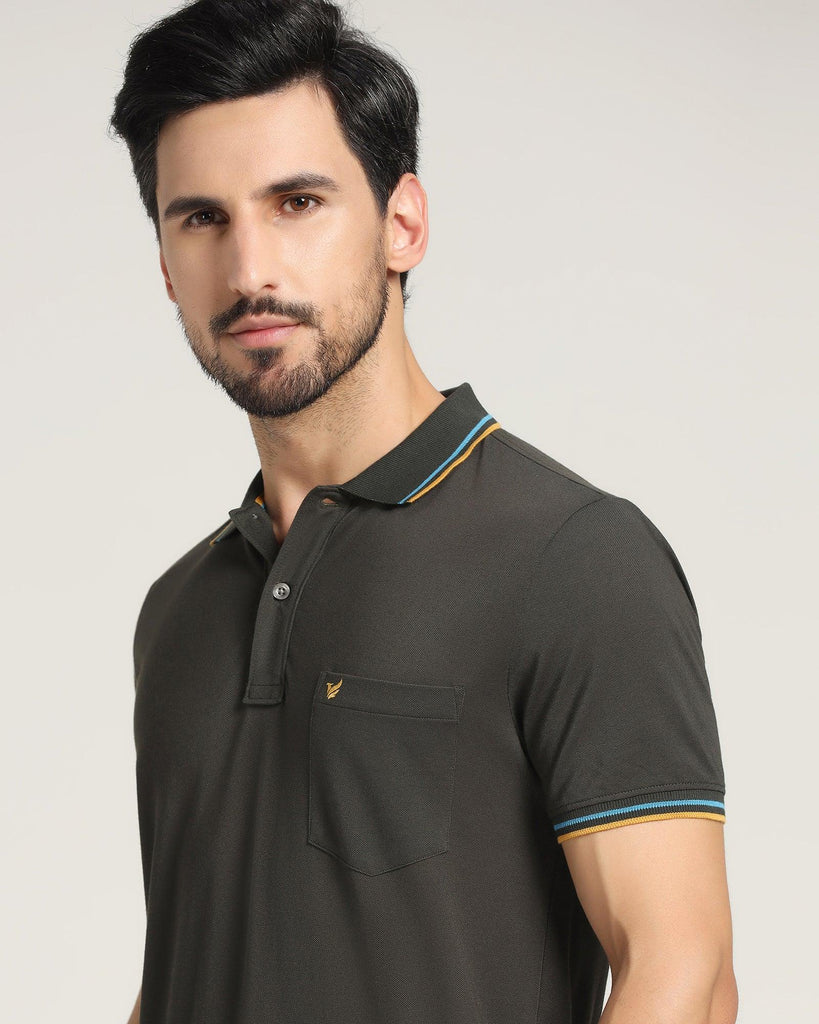 Polo Green Solid T-Shirt - Aquarius