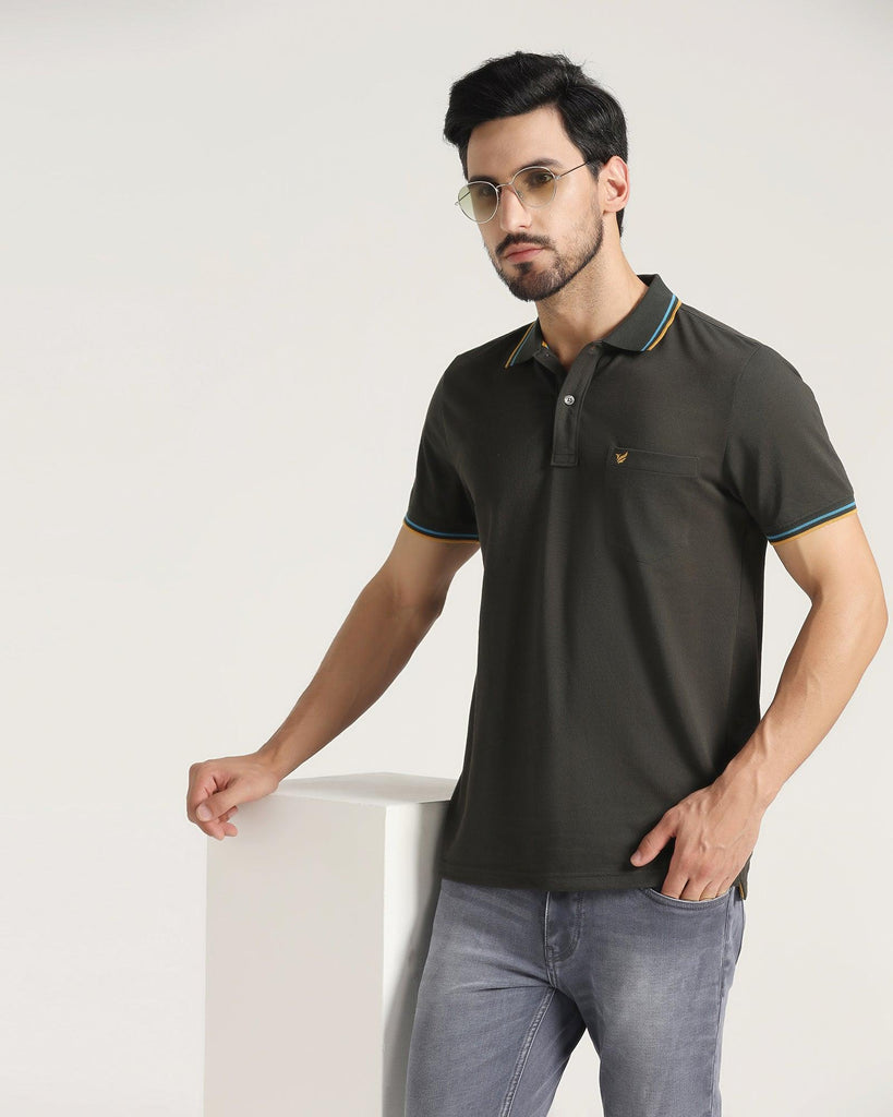 Polo Green Solid T-Shirt - Aquarius