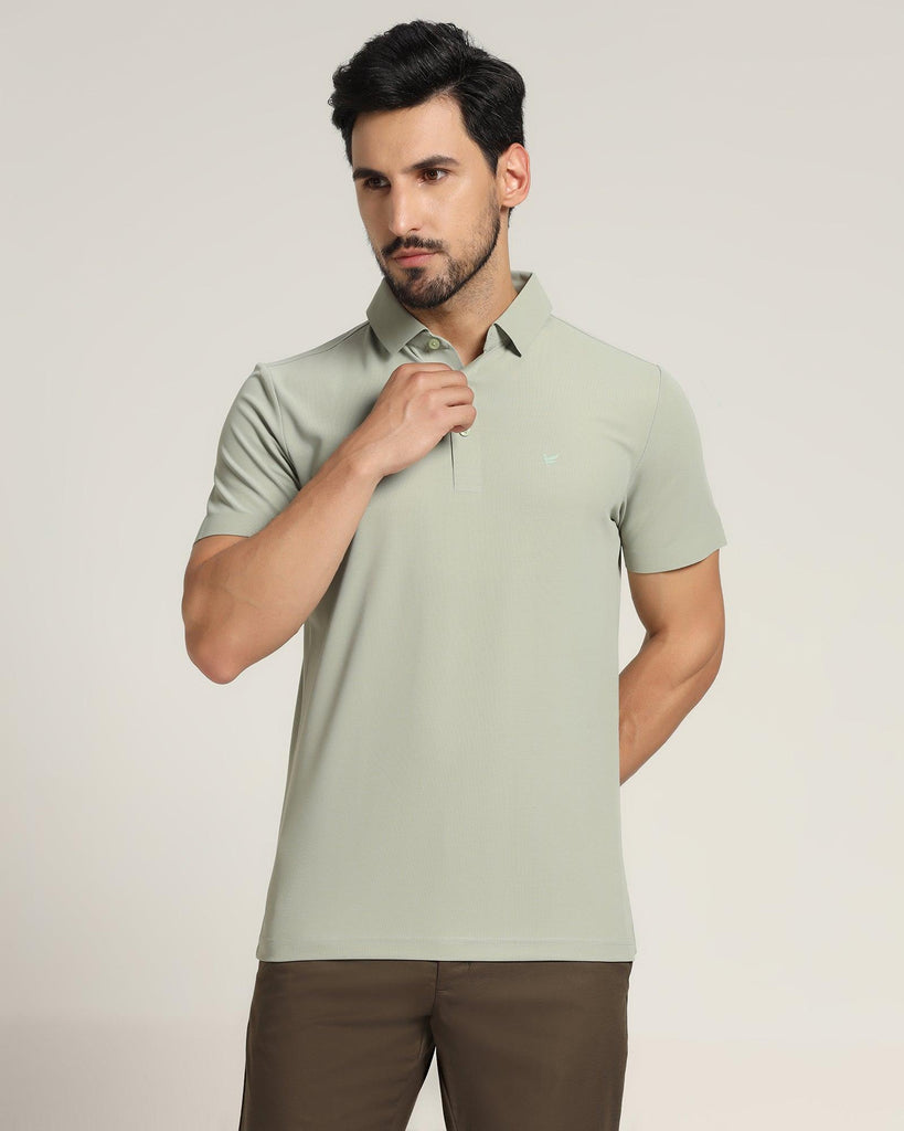 TechPro Polo Light Green Solid T-Shirt - Alec