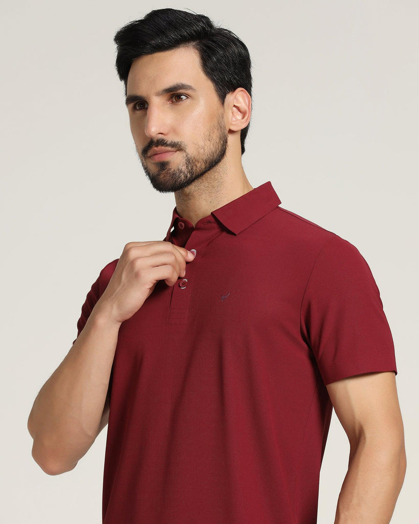 TechPro Polo Maroon Solid T-Shirt - Alec