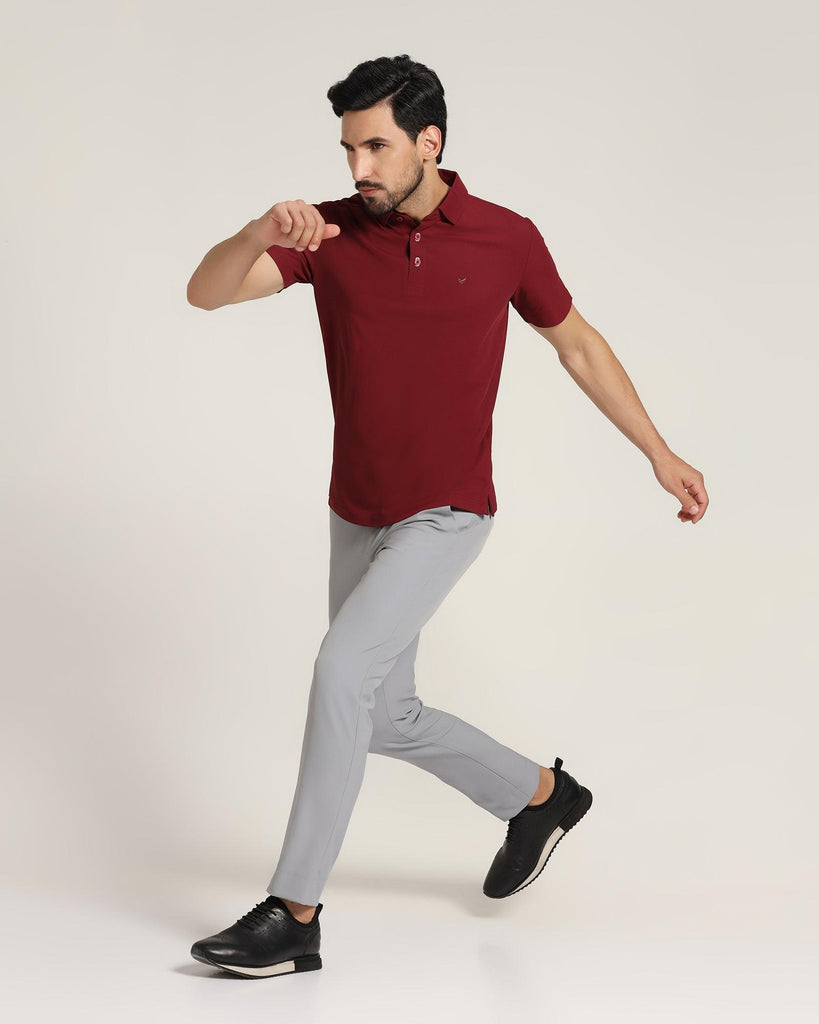 TechPro Polo Maroon Solid T-Shirt - Alec