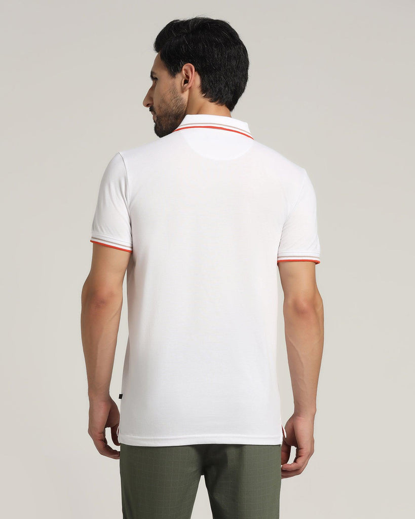 Polo White Solid T-Shirt - Aquarius