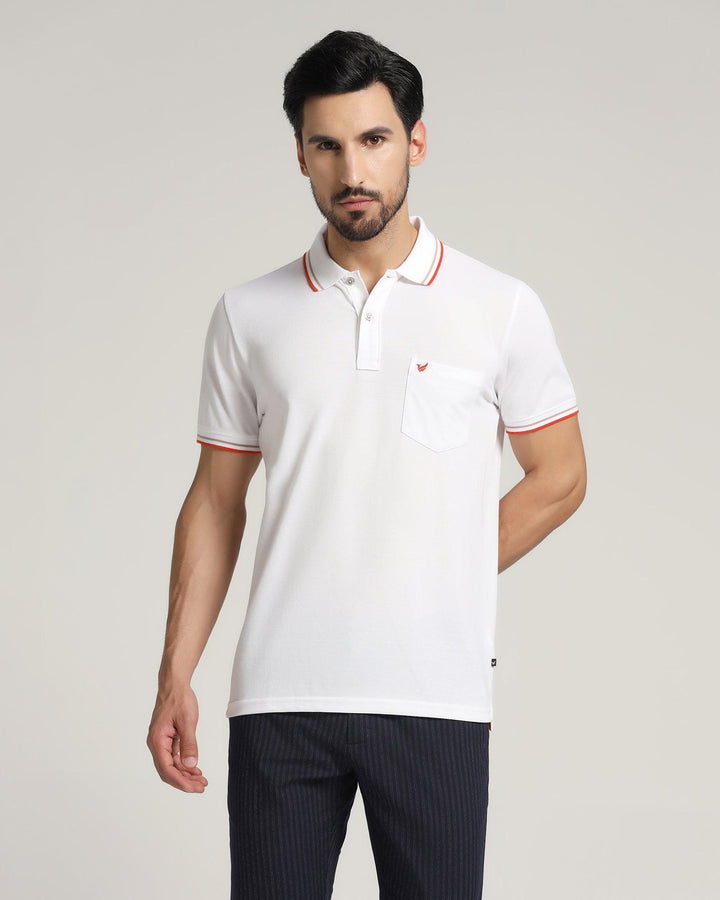 Polo White Solid T-Shirt - Aquarius