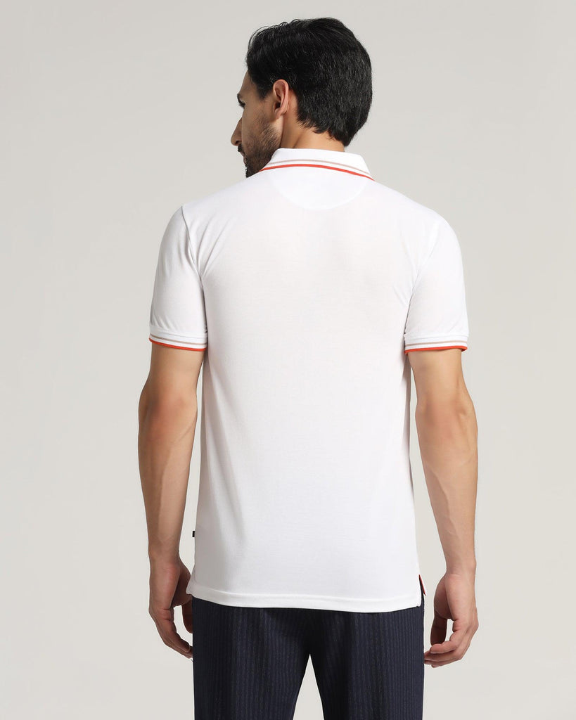 Polo White Solid T-Shirt - Aquarius