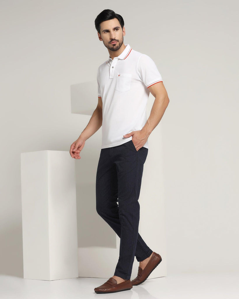 Polo White Solid T-Shirt - Aquarius