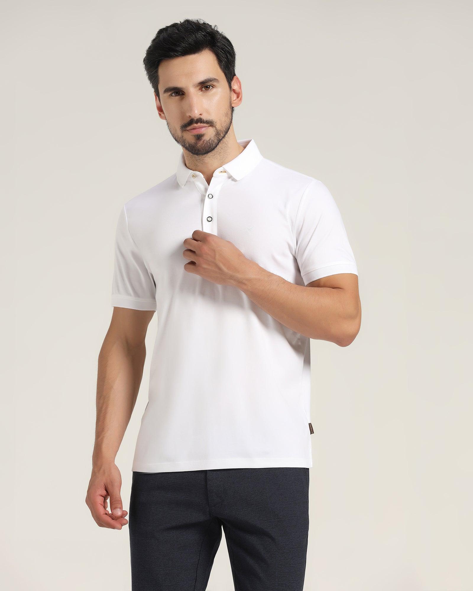 Polo White Solid T-Shirt - Giza