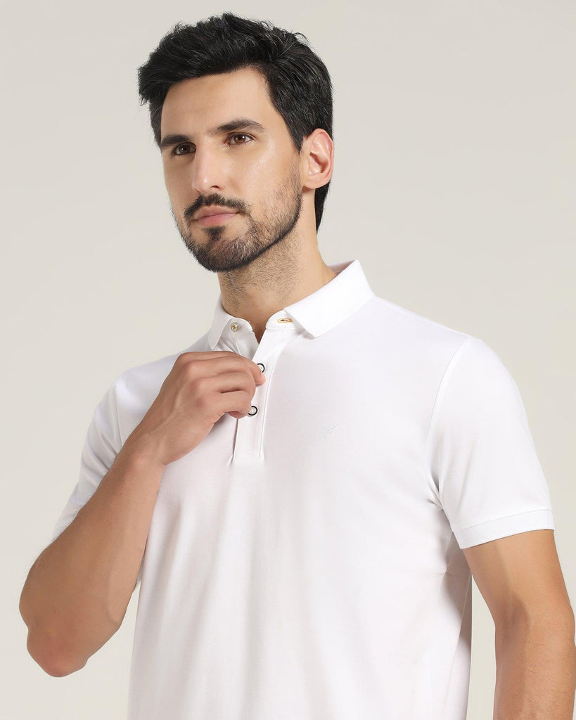 Polo White Solid T-Shirt - Giza