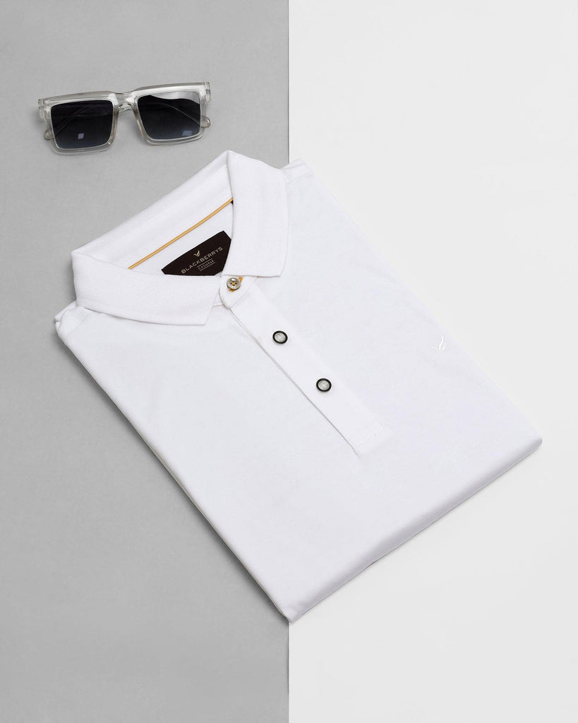 Polo White Solid T-Shirt - Giza