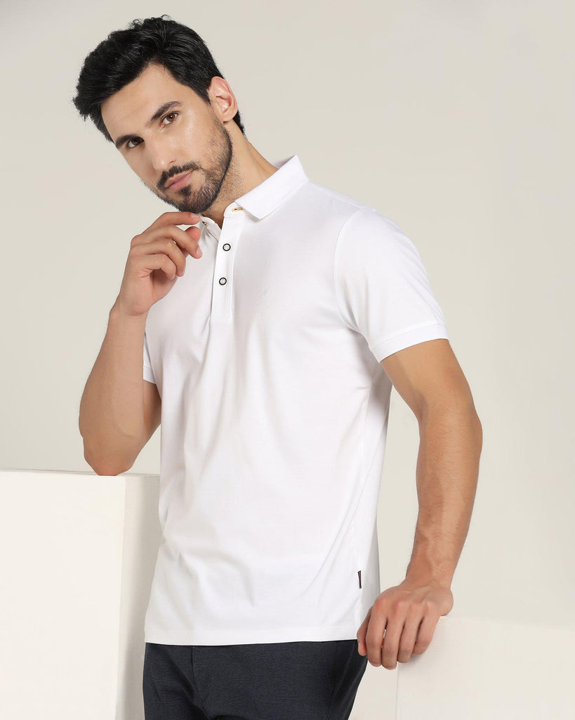 Polo White Solid T-Shirt - Giza