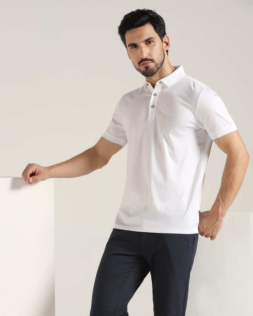 Polo White Solid T-Shirt - Giza