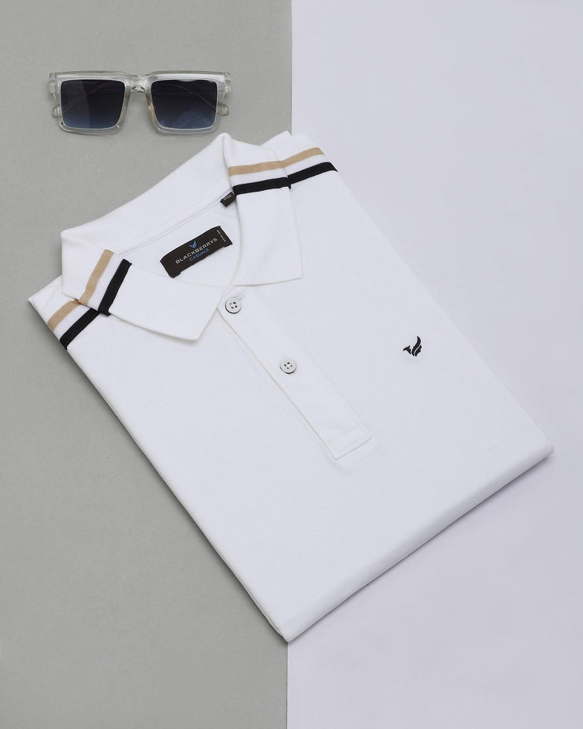 Polo White Solid T-Shirt - Kuro