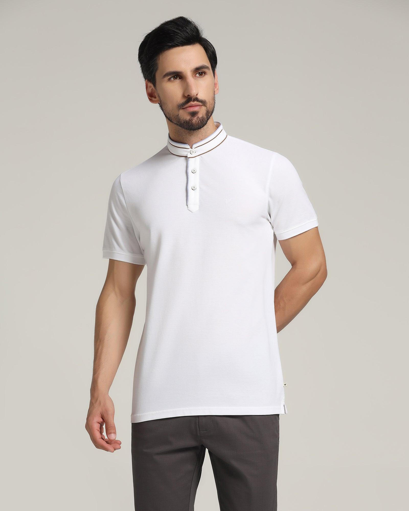 Mandarin collar polo t shirt best sale