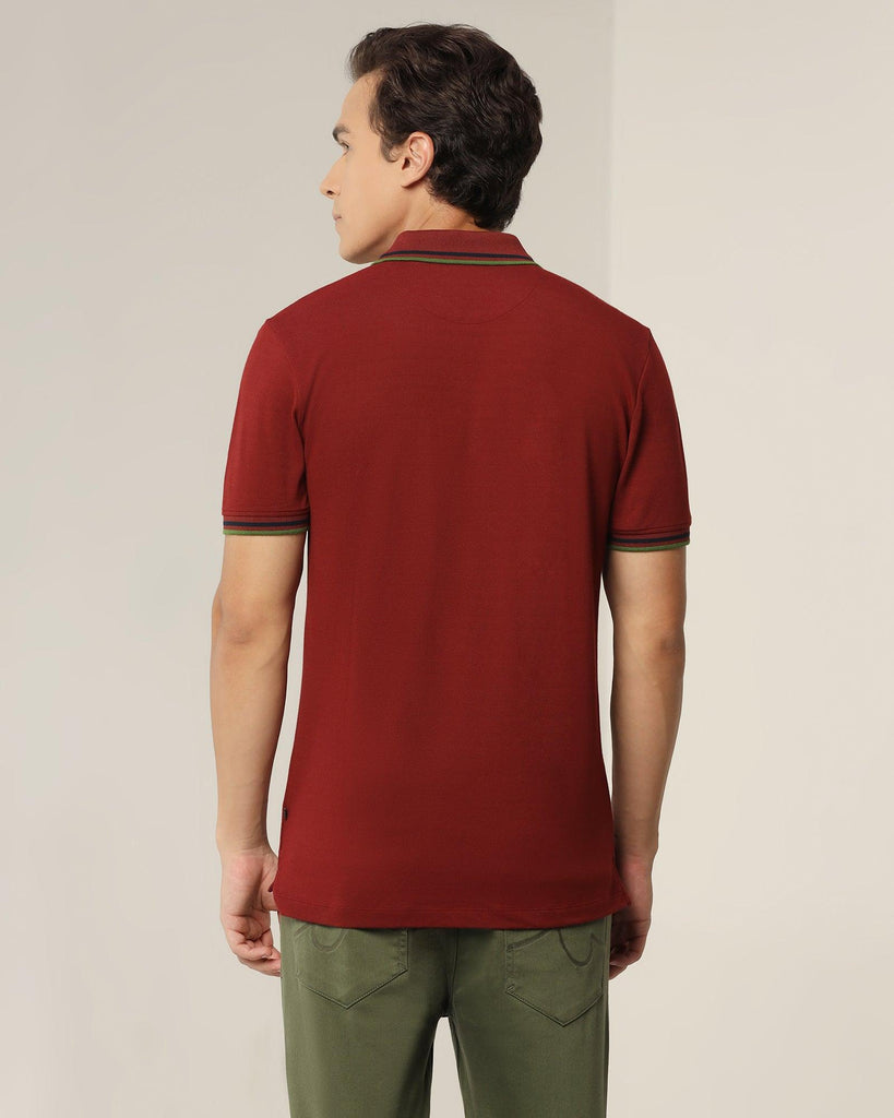 Polo Wine Red Solid T-Shirt - Aquarius