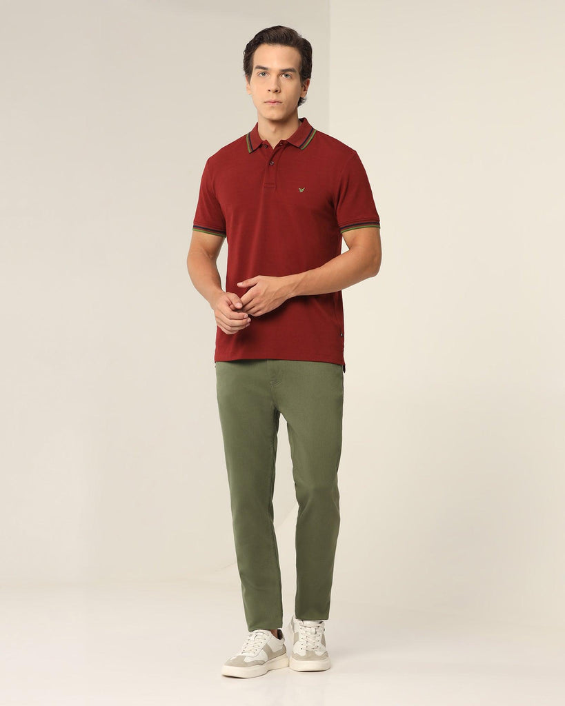 Polo Wine Red Solid T-Shirt - Aquarius