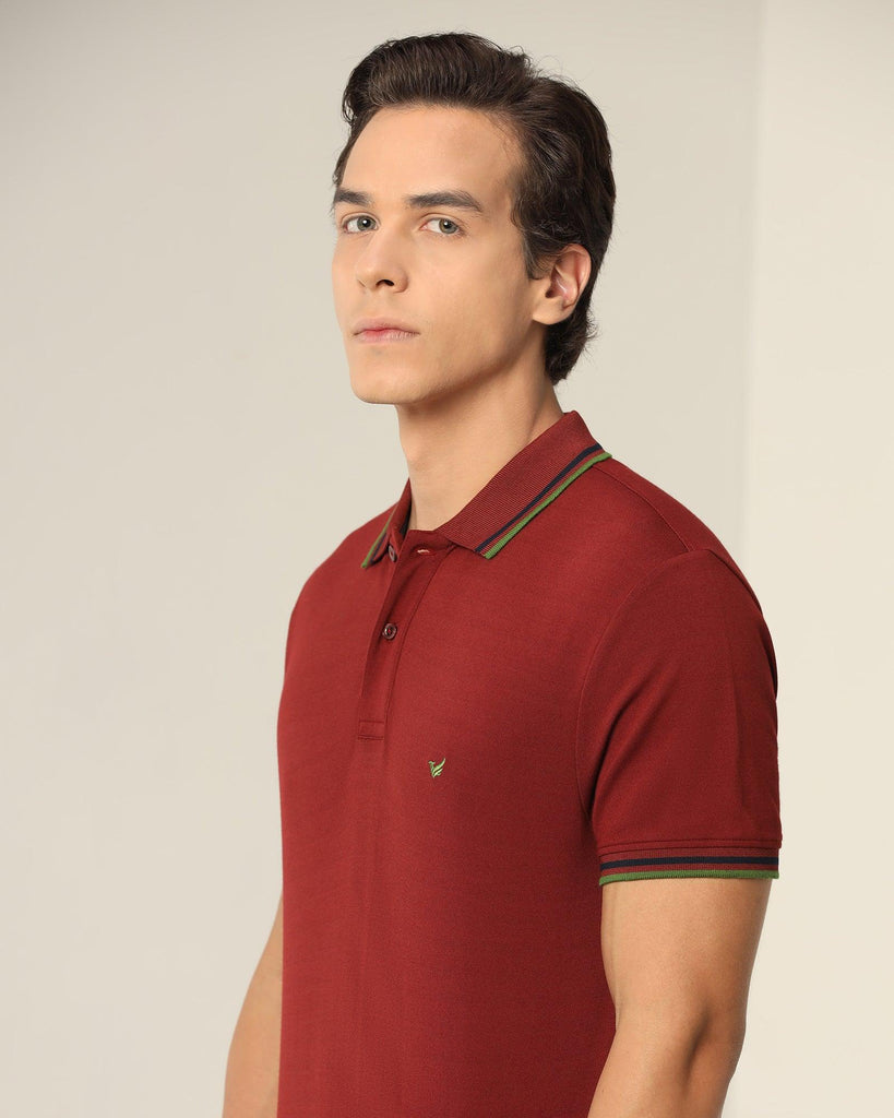 Polo Wine Red Solid T-Shirt - Aquarius