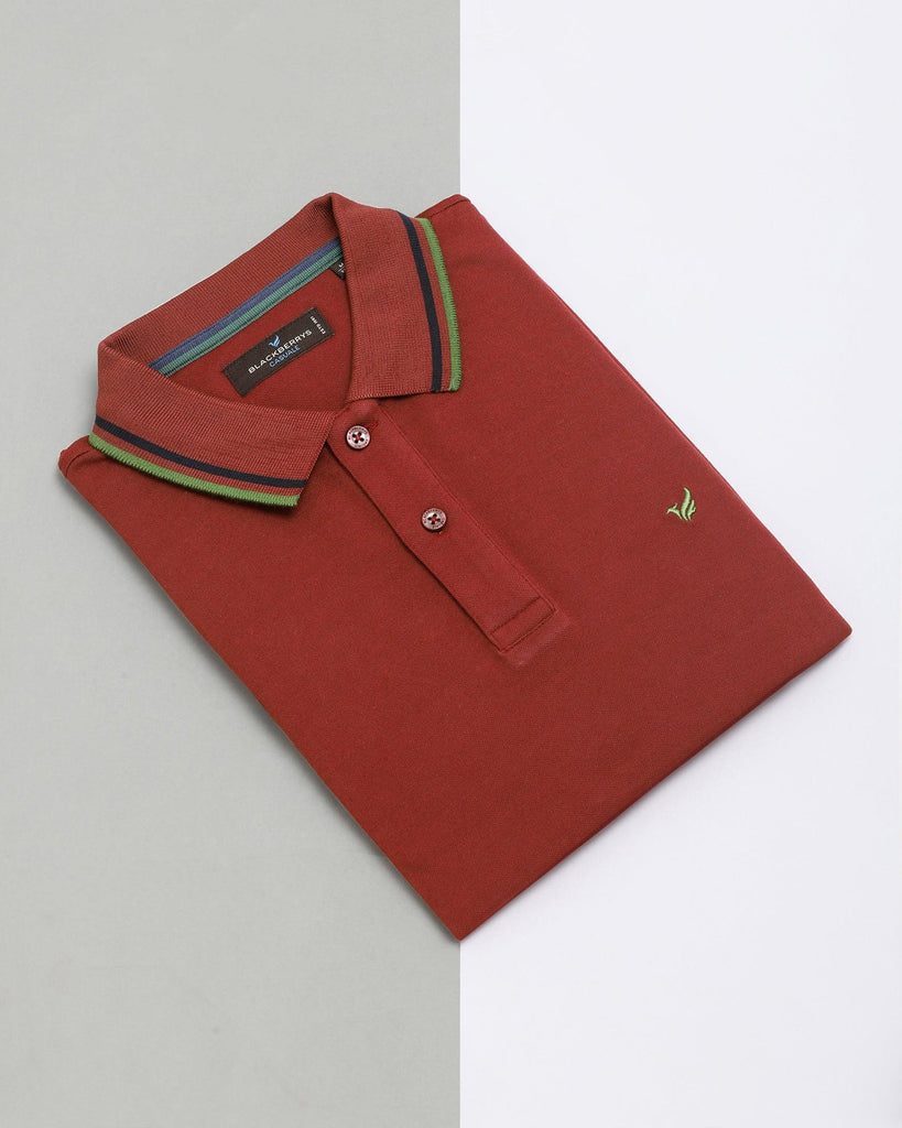 Polo Wine Red Solid T-Shirt - Aquarius