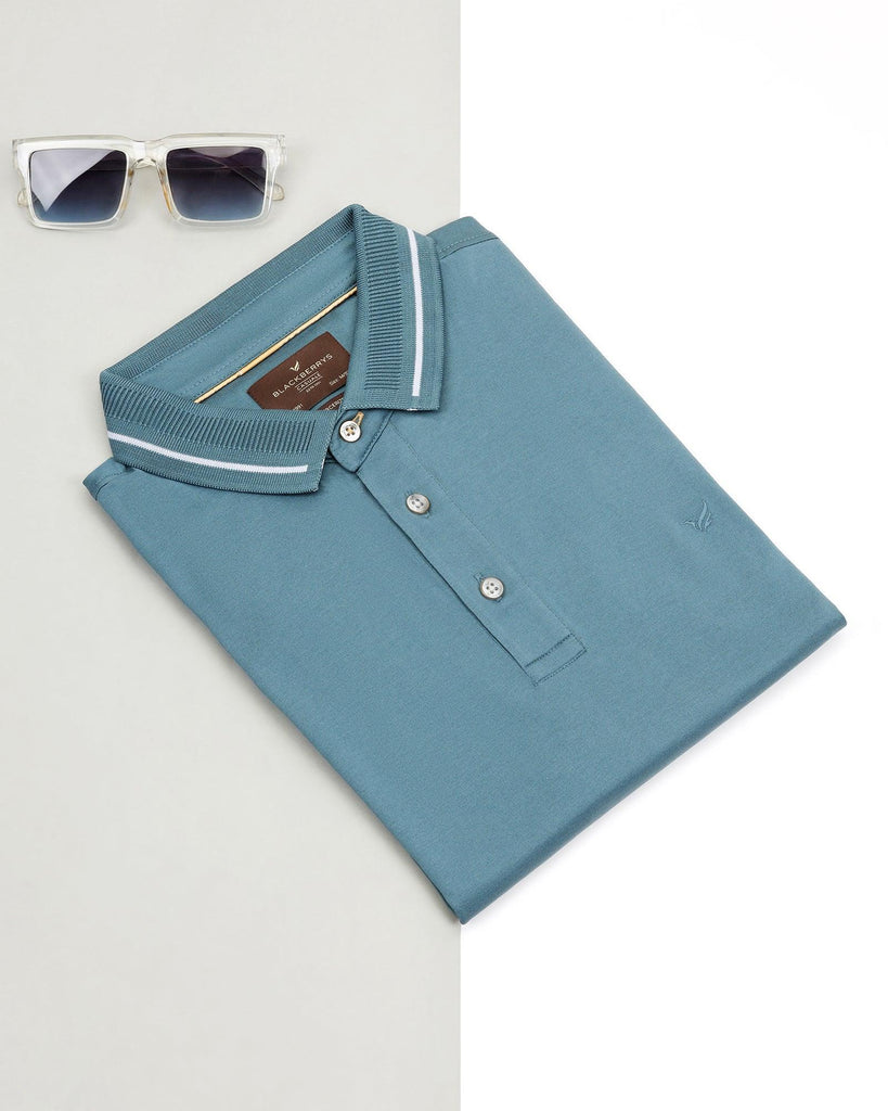 Polo Teal Blue Solid T-Shirt - Peter