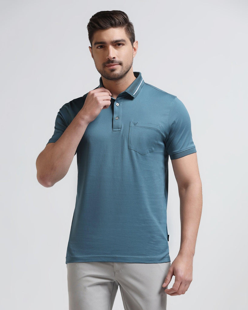 Polo Teal Blue Solid T-Shirt - Peter