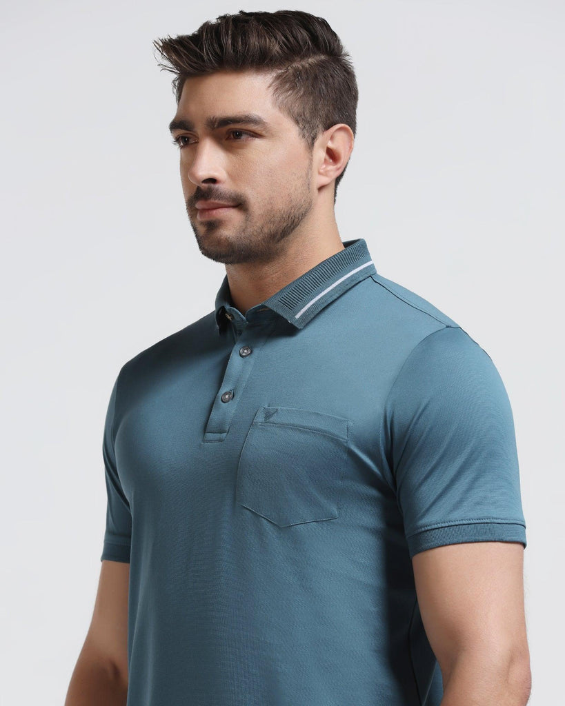 Polo Teal Blue Solid T-Shirt - Peter