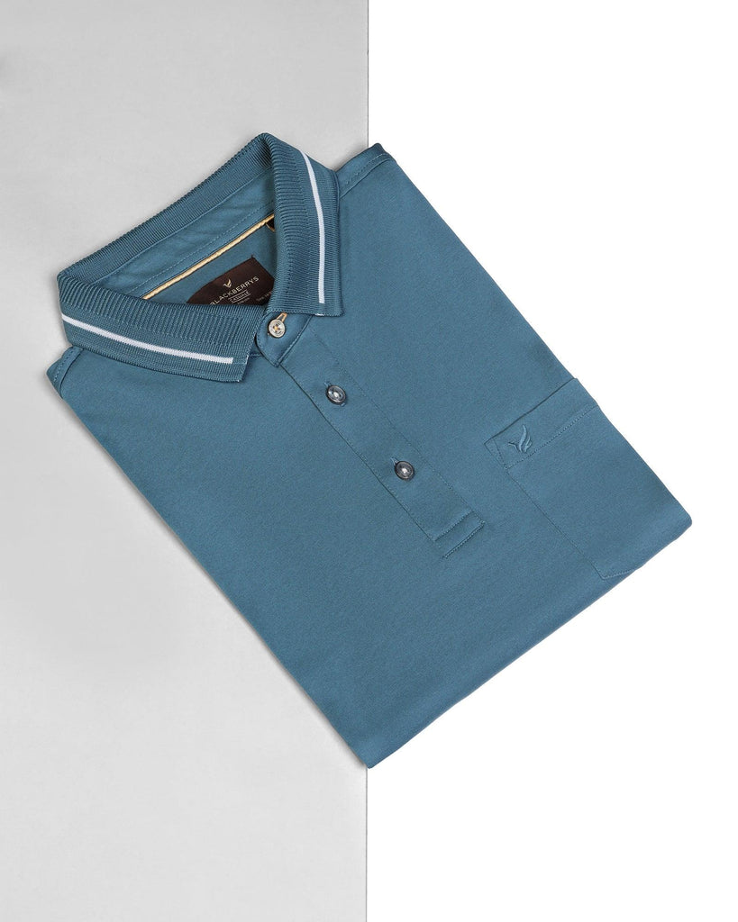 Polo Teal Blue Solid T-Shirt - Peter