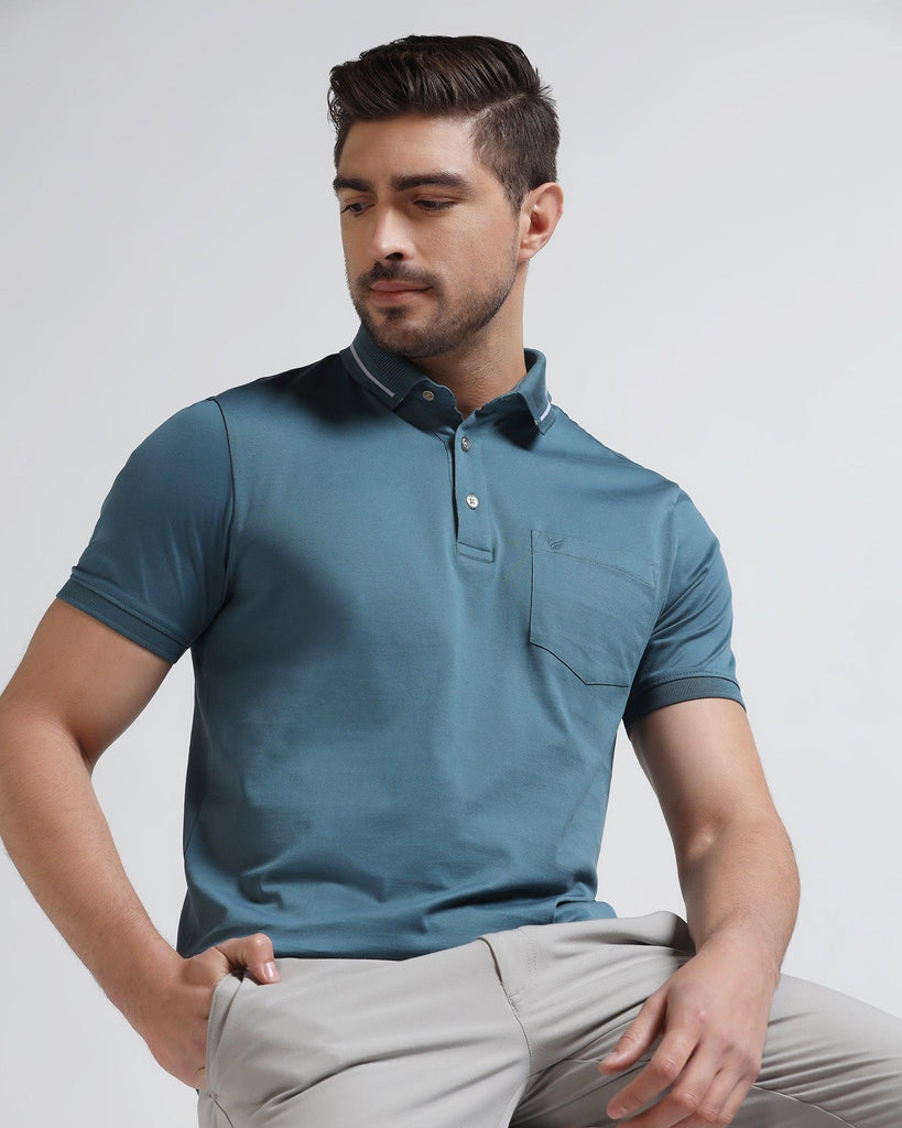 Polo Teal Blue Solid T-Shirt - Peter