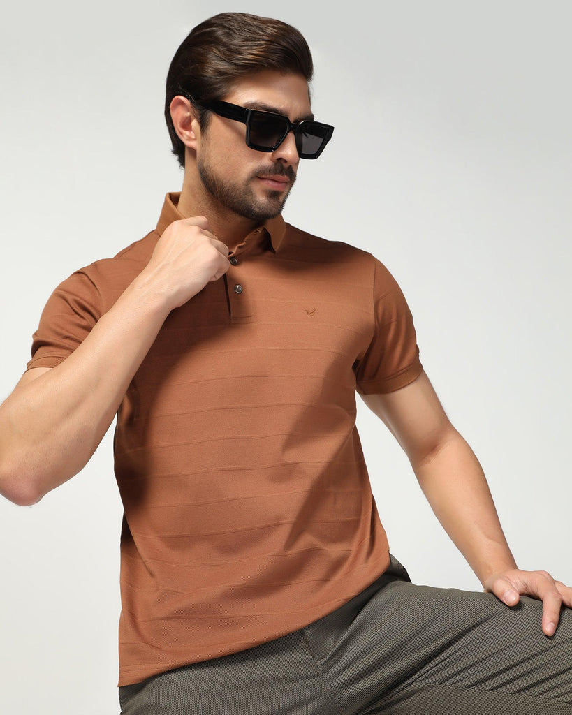 Polo Tobacco Brown Stripe T-Shirt - Brero