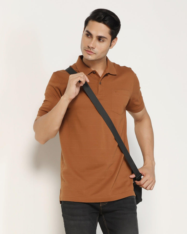 Polo Tobacco Brown Stripe T-Shirt - Brero