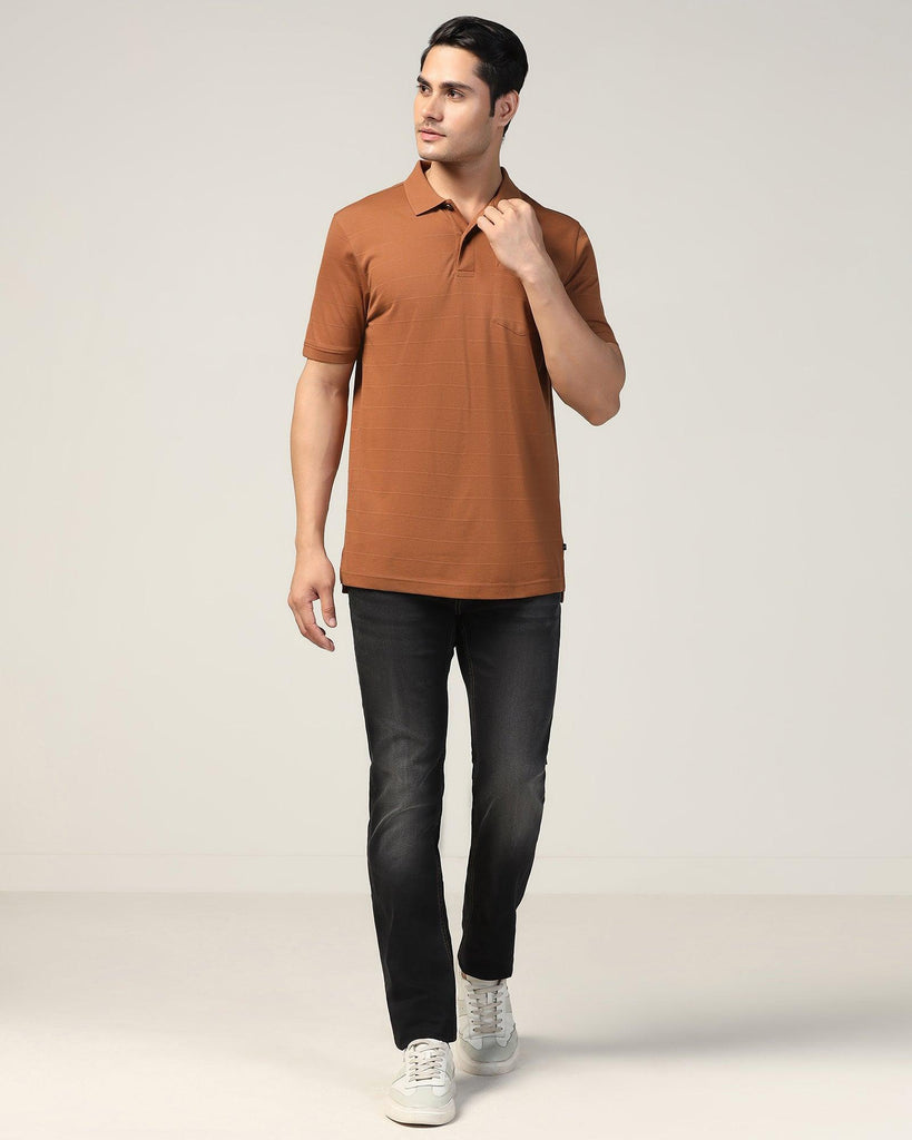 Polo Tobacco Brown Stripe T-Shirt - Brero