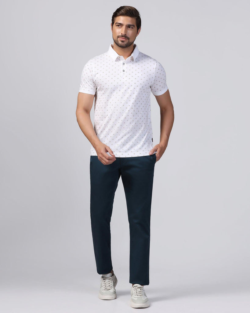 Polo White Printed T-Shirt - Sky