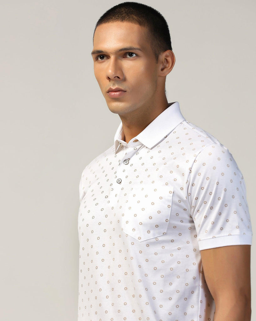 Polo White Printed T-Shirt - Sky