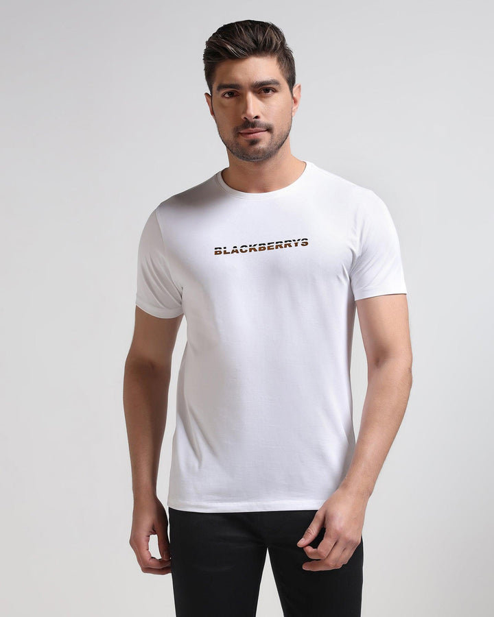 Crew Neck White Solid T-Shirt - Hugo