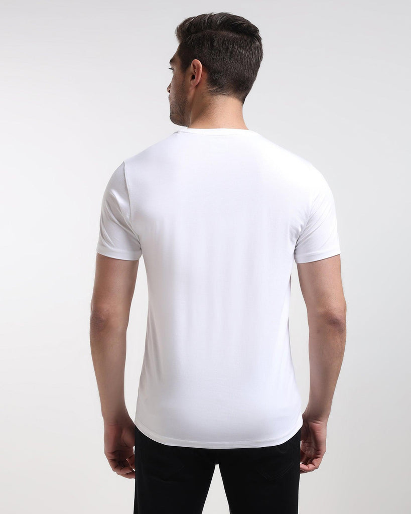 Crew Neck White Solid T-Shirt - Hugo