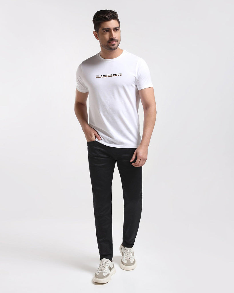 Crew Neck White Solid T-Shirt - Hugo