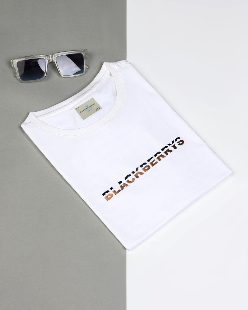 Crew Neck White Solid T-Shirt - Hugo