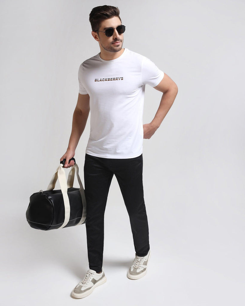 Crew Neck White Solid T-Shirt - Hugo