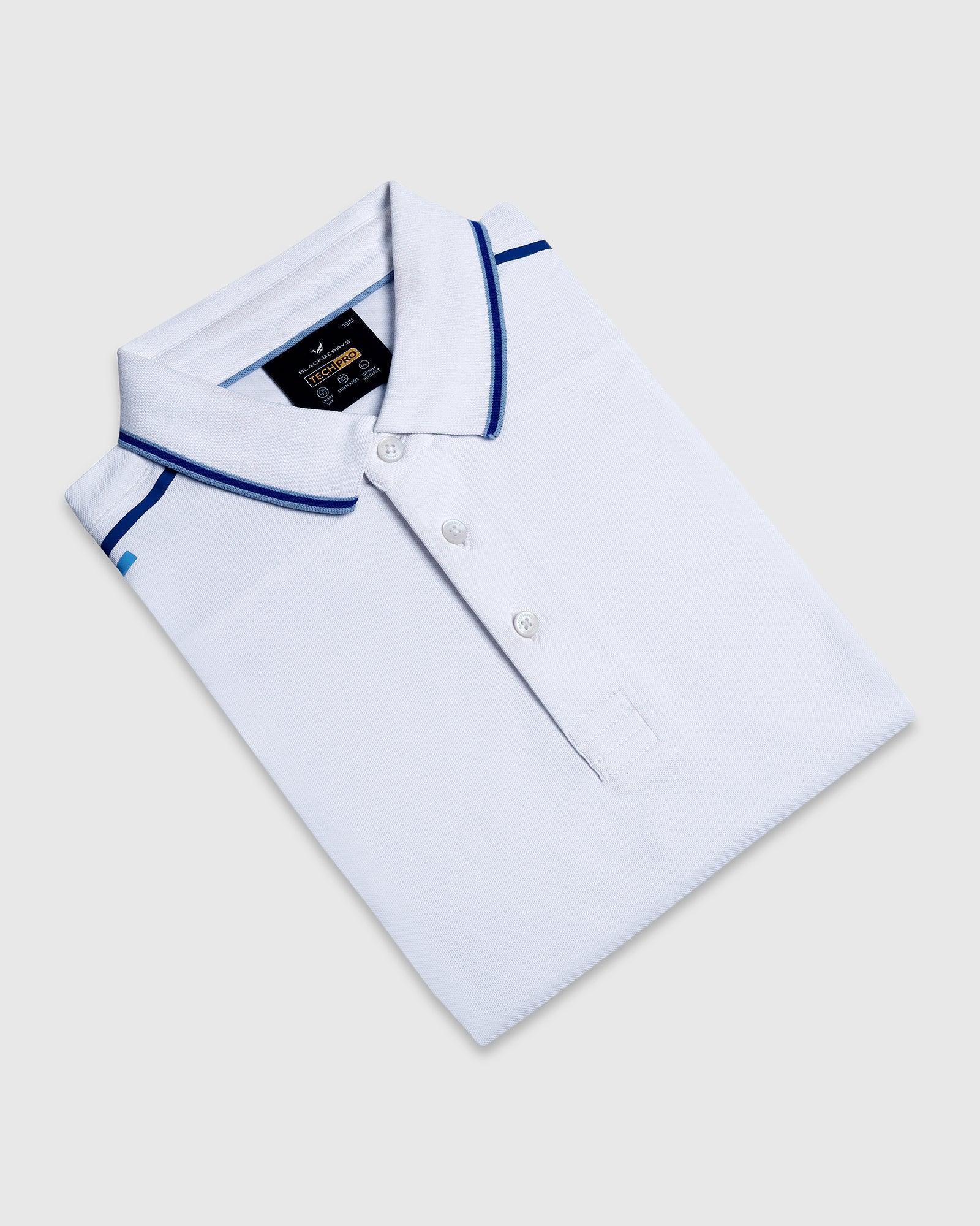 TechPro Polo White Solid T-Shirt - Limon