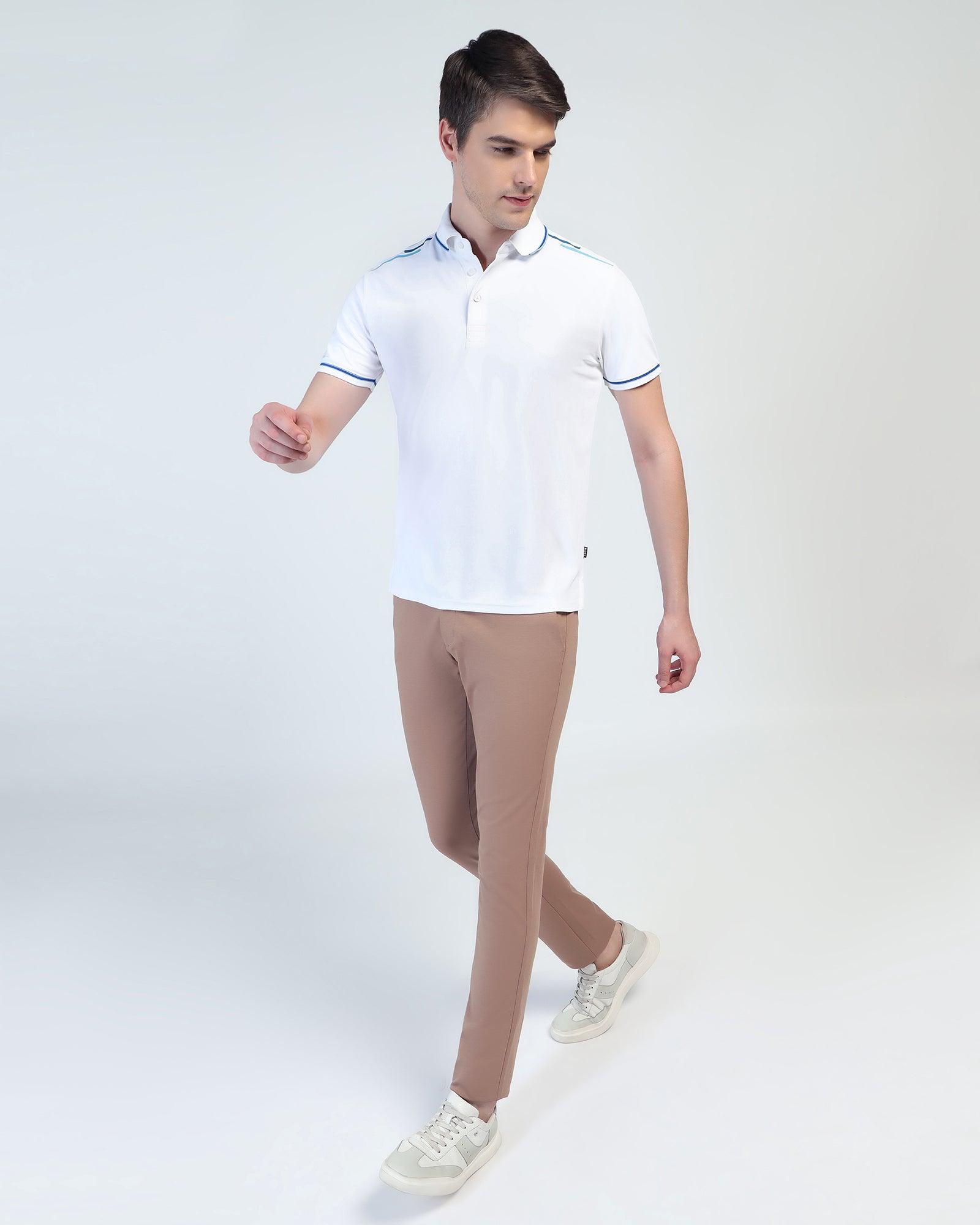 TechPro Polo White Solid T-Shirt - Limon