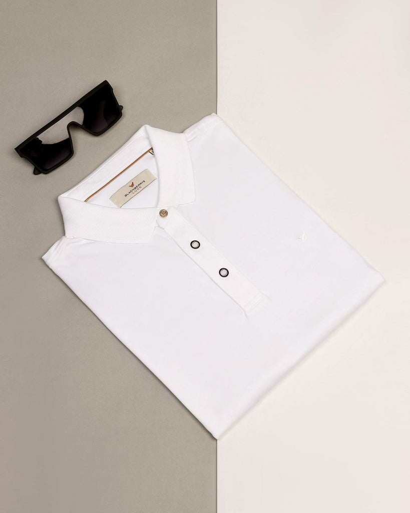 Polo White Solid T-Shirt - Toll