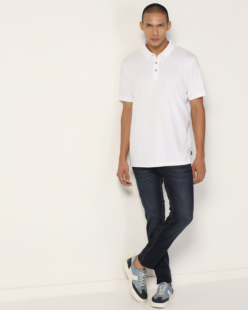 Polo White Solid T-Shirt - Toll