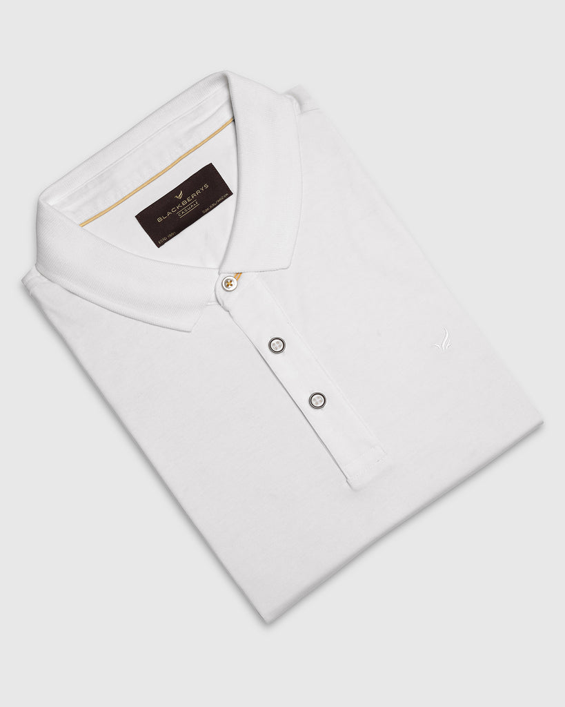 Polo White Solid T-Shirt - Toll