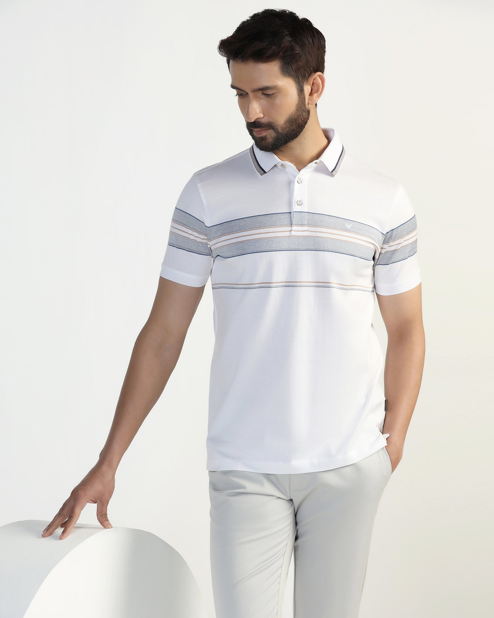 Polo White Stripe T-Shirt - Cetus