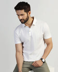 Polo White Textured T-Shirt - Blade