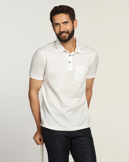 Polo White Textured T-Shirt - Blade