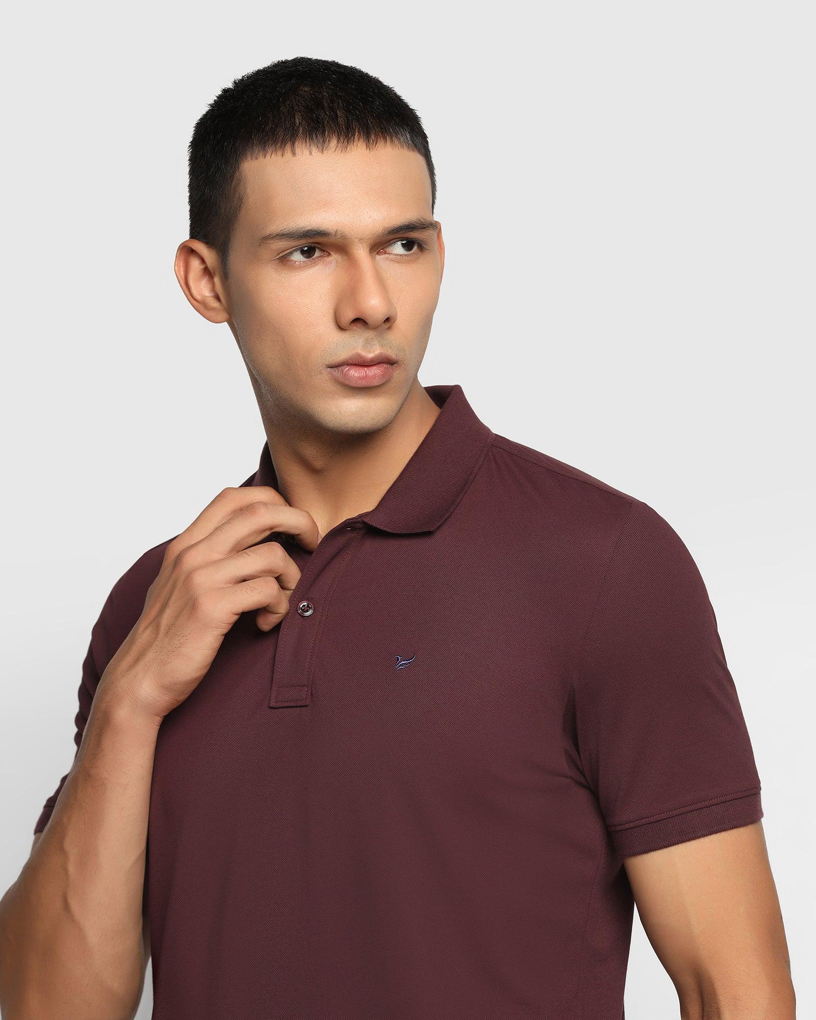 Polo Wine Solid T Shirt - Yuki - Blackberrys