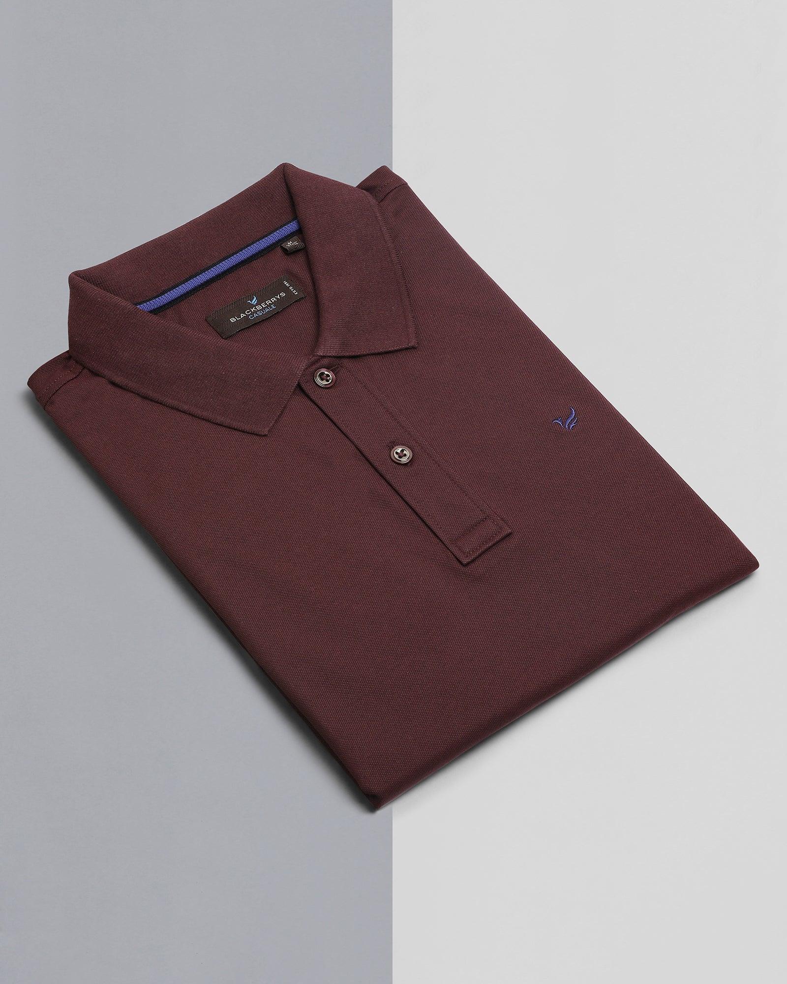 Polo Wine Solid T Shirt - Yuki - Blackberrys