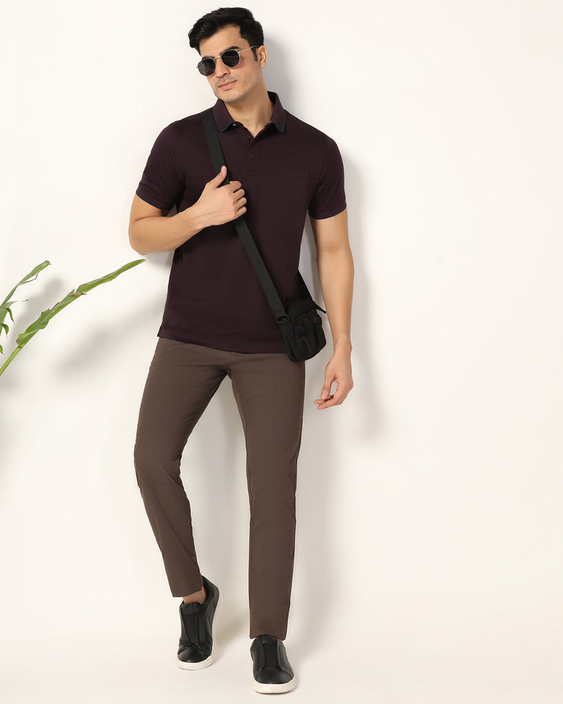 Polo Wine Solid T-Shirt - Ether